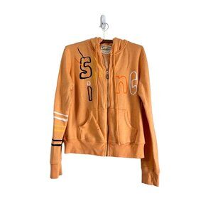 Day By Day X Dolls Kill Womens Orange Shine Zip Hoodie Sweater Size Large